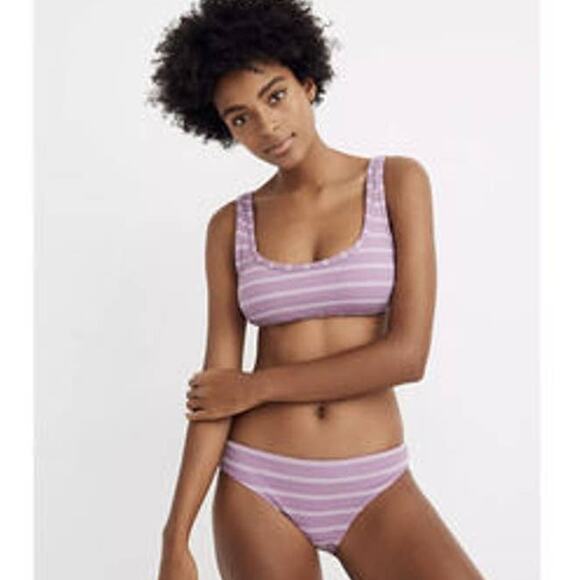 Madewell Playa Nantucket Purple Striped Bathing Suit Top Large - Picture 1 of 9